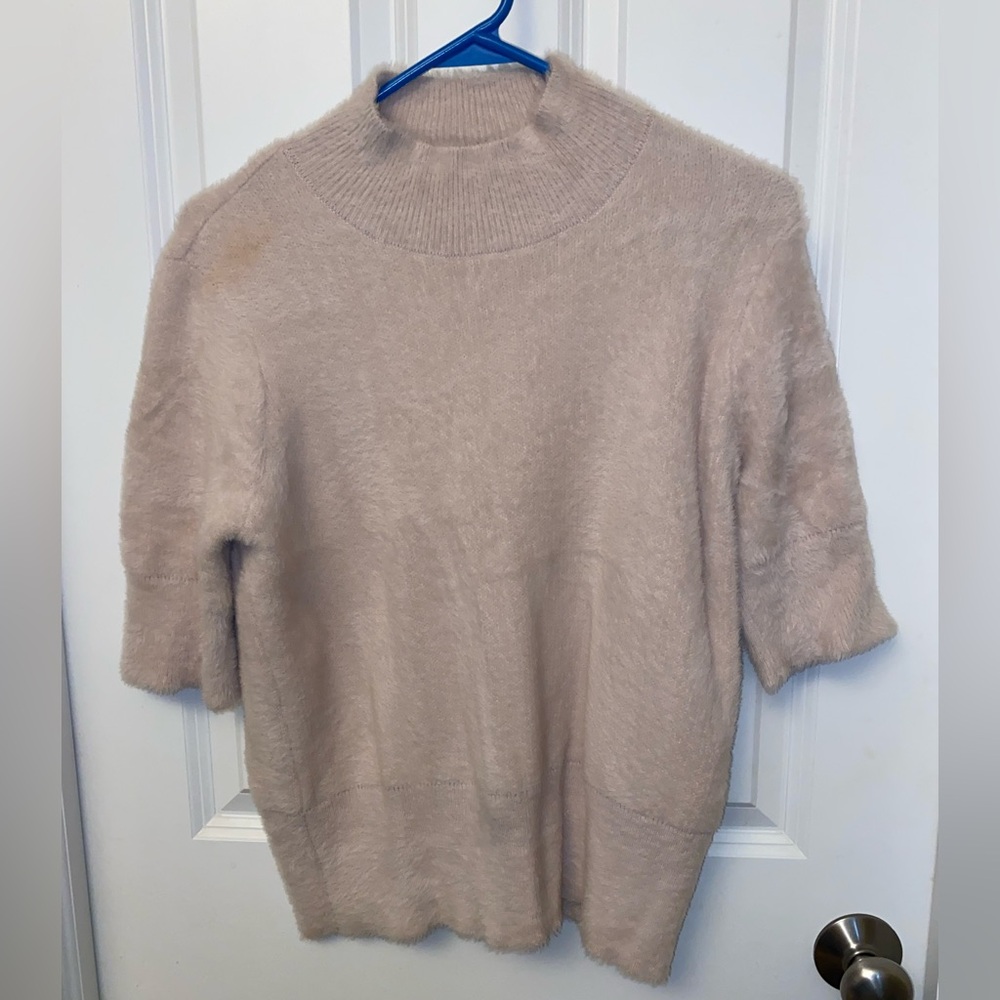 Bailey 44 Soft Pink Turtleneck Short Sleeved Sweater